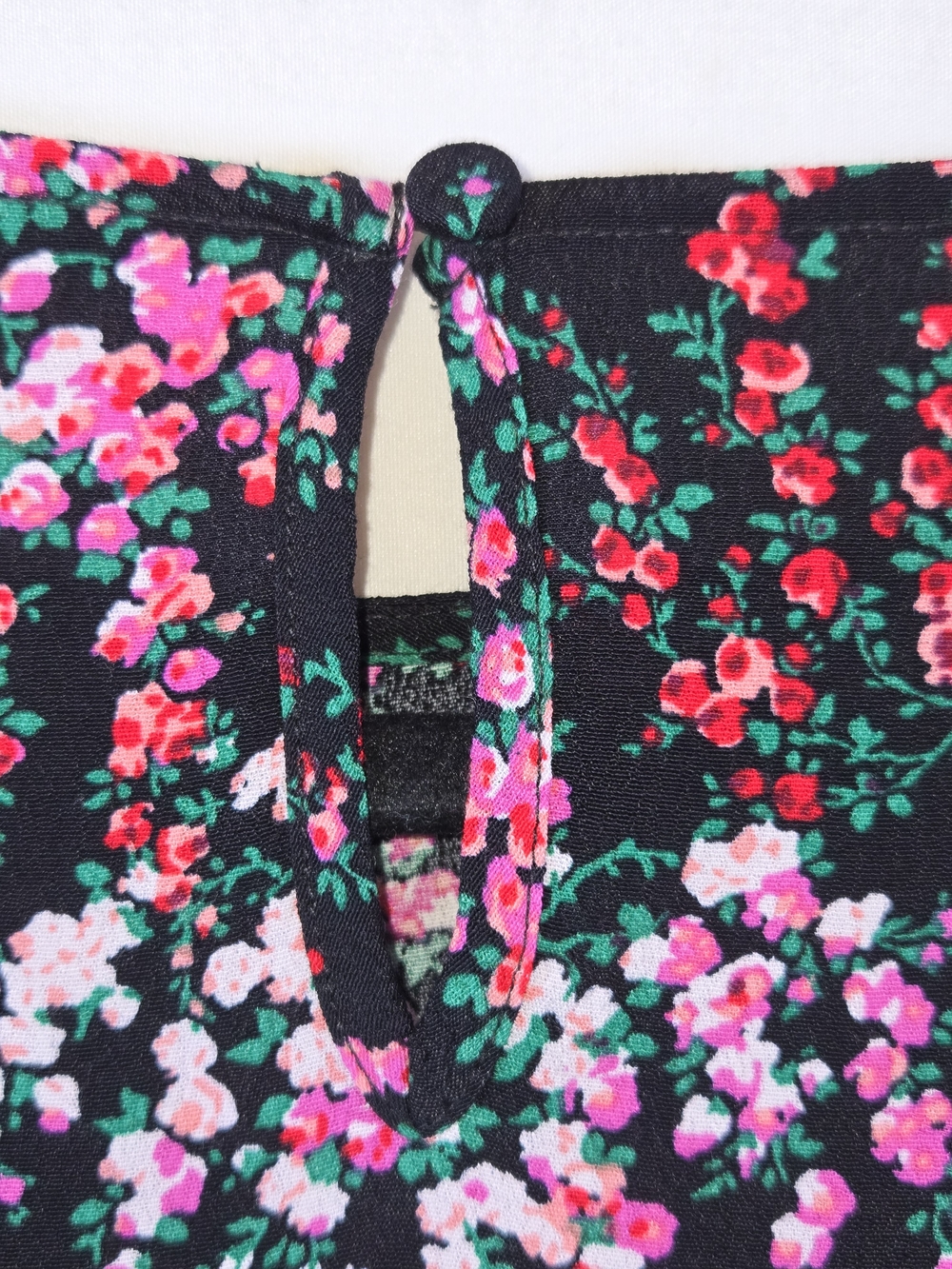 J. Crew Black Floral Long-Sleeve Blouse with Pink and Red Blooms - Picture 10 of 11